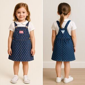 Vintage OshKosh B’gosh Denim Skirtall 6X Girls USA Made Floral Cute Americana